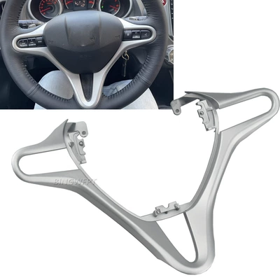Suitable for 09-14 second-generation Fit Fengfan steering wheel decorative frame bright strip panel silver accessories modification (Digər kuzov və aksesuarlar) - silver-frame