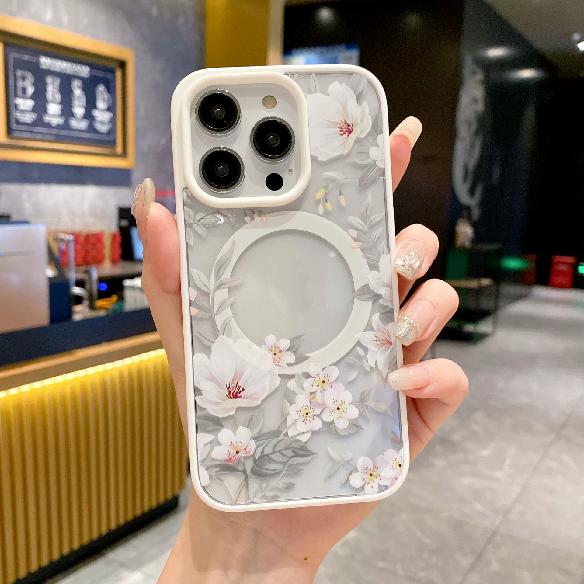 (Переходная торговля), яблоко, акриловый чехол для телефона, iPhone15 Pro, цветочный, 2 в 1