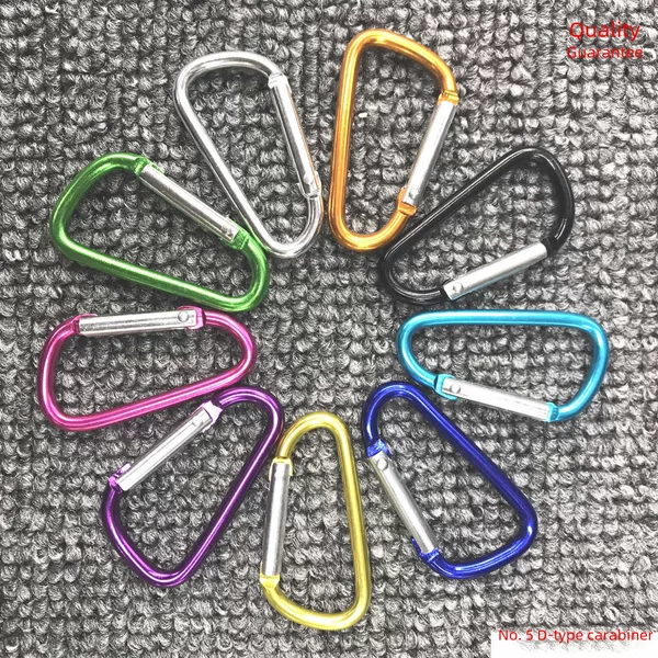 D-Type No. 5 Climbing Carabiner, Bag Buckle, Spring Hook, Mountain Climbing Water Bottle Clip, Led Light Clip, Aluminum Alloy Climbing Clip