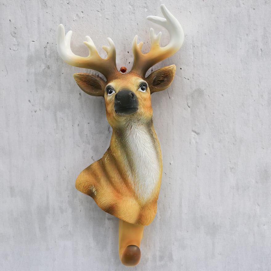 Foreign trade for animal deer head wolf head resin hook wall porch decoration cartoon animal head coat and hat hook