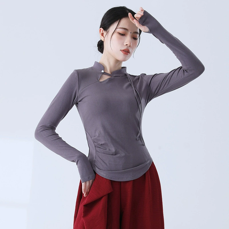 Modern base body-friendly retro cheongsam, sports clothing, long-sleeve, Chinese style
