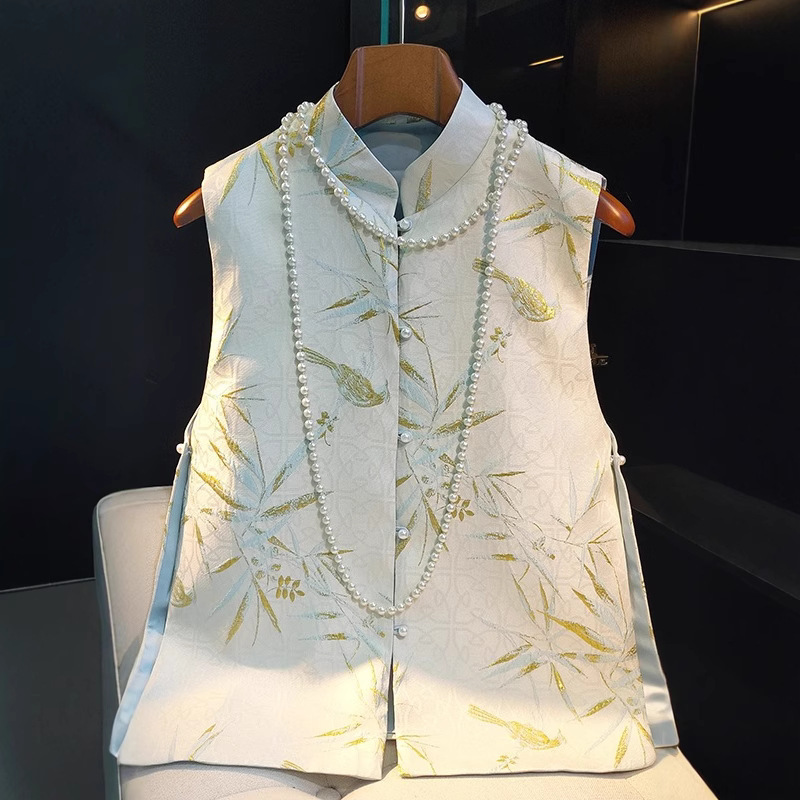 Chinese Style Jacquard Vest Women's Autumn and Winter New Retro New Chinese Style Brocade Buckle Tang Coat