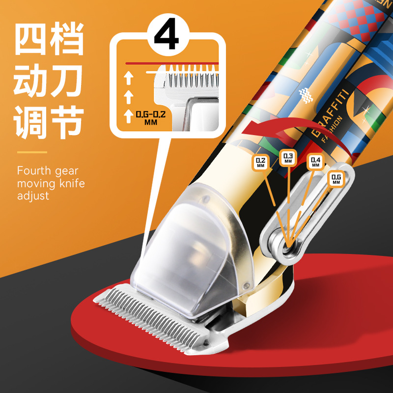 Kemei cortadora de cabello eléctrica KM-MAX5087 graffiti transparente LED digital USB recargable cortadora de cabello