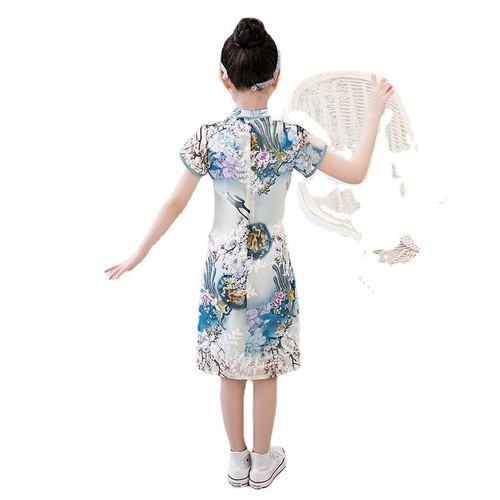 summer wind children Chinese new outfit the improved wind female baby qipao dress of the republic of China