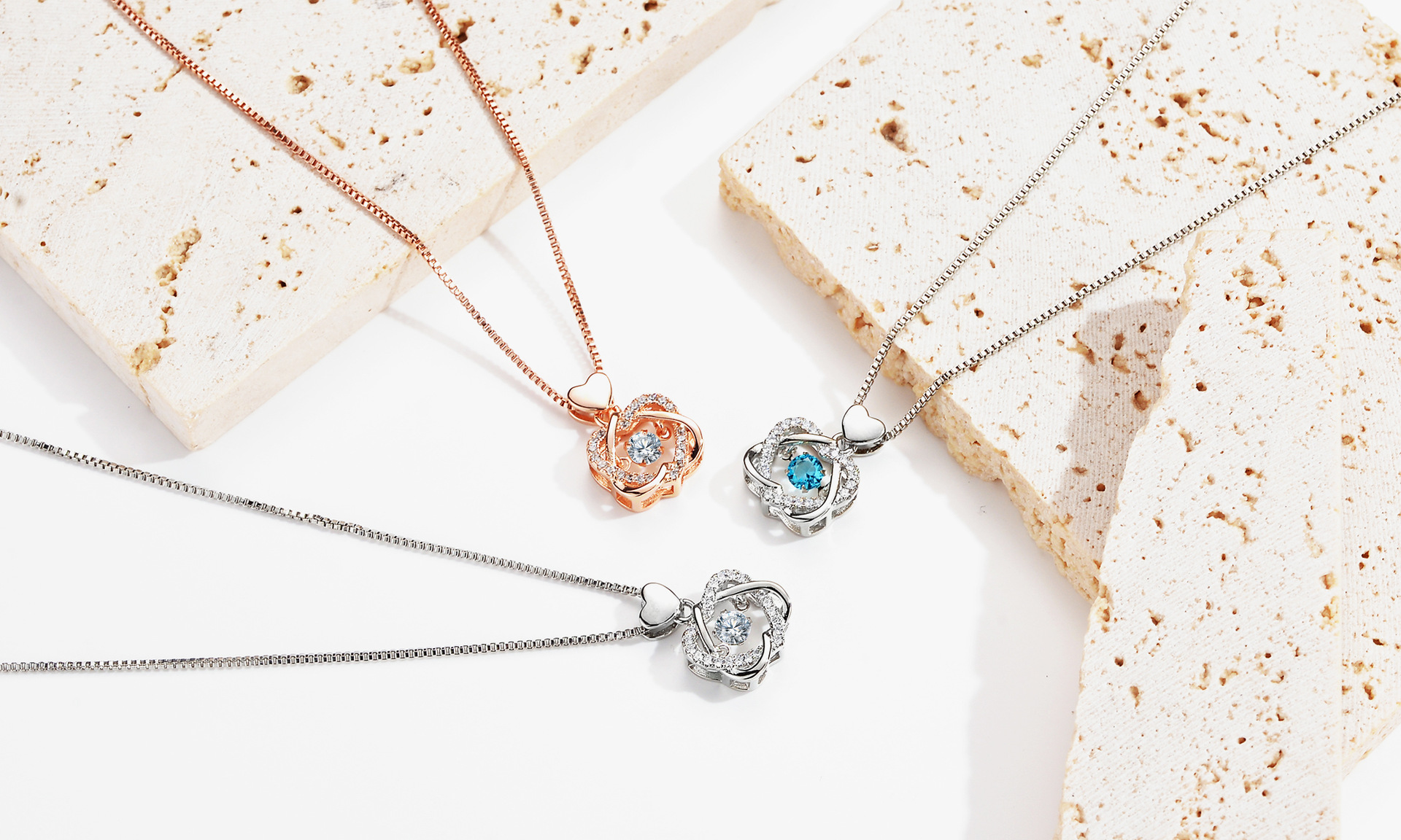 Elegant Heart Shape Copper Plating Rhinestones Pendant Necklace