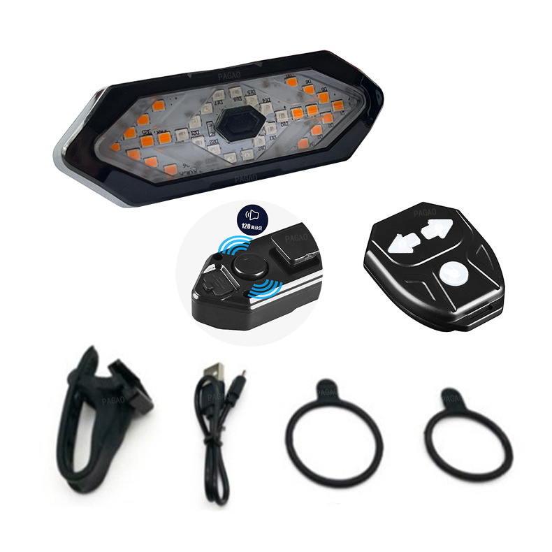 Luz trasera de dirección inteligente lámpara de control remoto inalámbrico lámpara COB lámpara de cuentas USB recargable lámpara de montar faro + luz trasera
