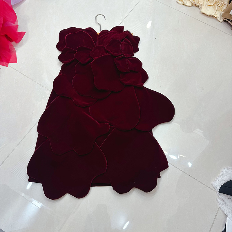 Thirteen Lines of Australian Niche Chic Design Flower Patchwork Waist Tube Top Dress A1 # 1218