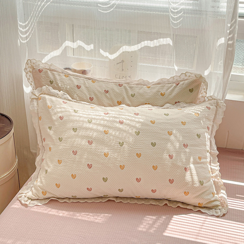 Un juego de cuatro piezas de hilo de doble capa de algodón 100% para madres y bebés, sábana de algodón, funda de edredón, sábana, ropa de cama fresca pequeña