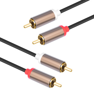 Cross-border aluminum alloy shell all copper conductor gold-plated head 2rca double Lotus male to male audio line 1 meter 2 meters
