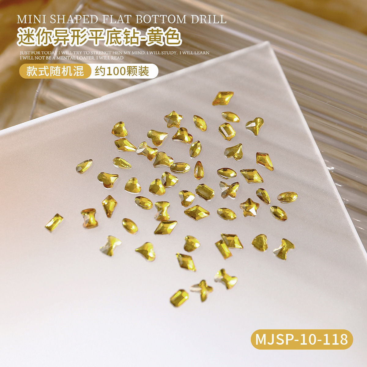 Mini joyas de manicura plano flash pequeño ojo de caballo pegatina irregular polvo transparente taladro de uñas de forma especial de champán