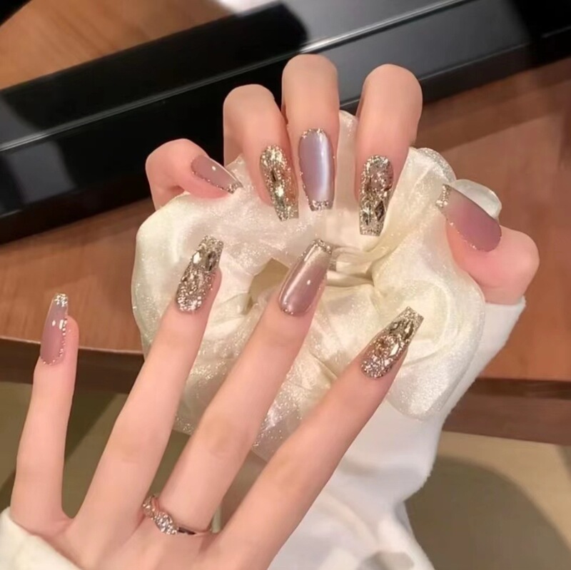 【Pearlescent】Wearable Nails, Dense and Icy, Cat-Eye Effect, Gentle Style, Handmade High-End Short Nail Tips, Wholesale Mini