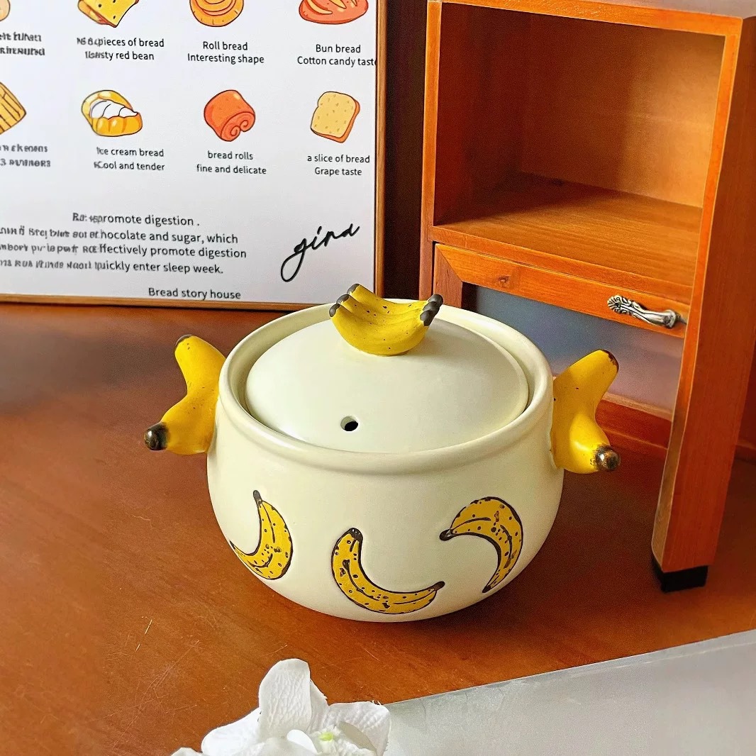 香蕉砂锅煲家用陶瓷锅燃气灶专用煲仔饭石锅耐高温干烧不裂汤煲锅