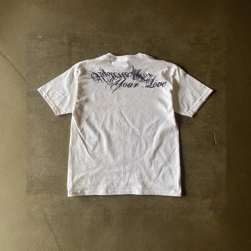 250 grams of heavy cotton! oldschool American Retro Tattoo Style Short Sleeve T-Shirt Trendy Couple Top for Men