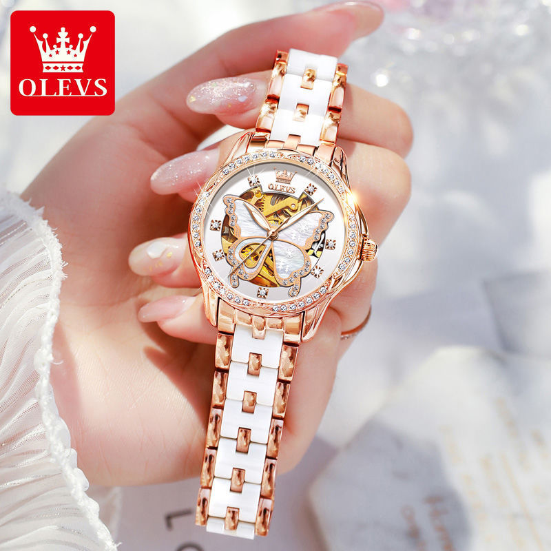 Swiss High-End Genuine New Women's Watch Mechanical Watch Fully Automatic Waterproof Simple Niche Ins Famous Watch for Women