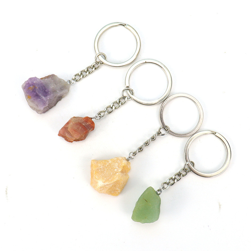 TikTok Live Natural Crystal Raw Stone Keychain Key Chain Handmade DIY Ore Hanging Decoration K27