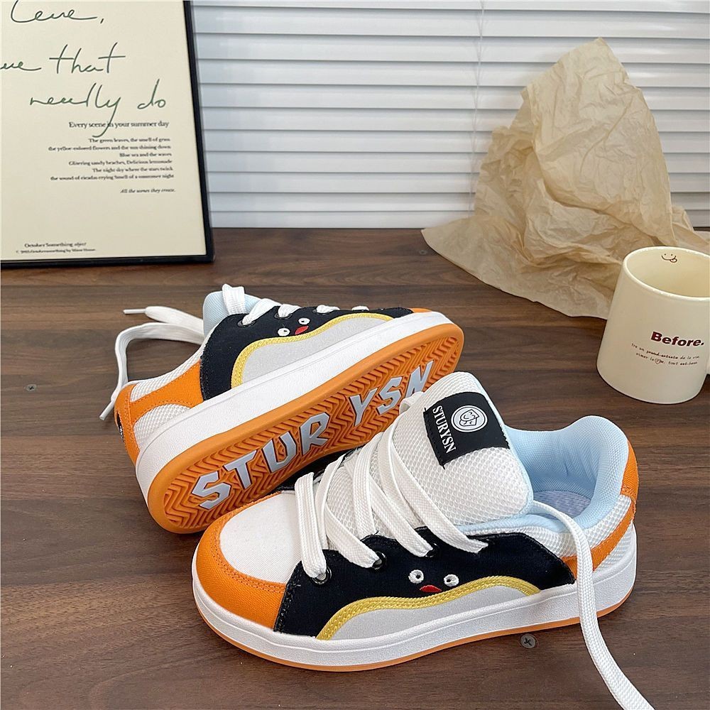Zapatos de pan de nicho de alto valor de cara de las mujeres en la primavera y el otoño de 2025 nuevos zapatos de mujer zapatos de skate casuales para niños