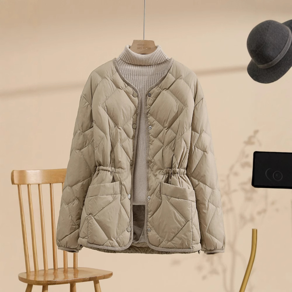 新国标90白鸭绒羽绒服女短款及简风宽松休闲百搭简约外套F101125