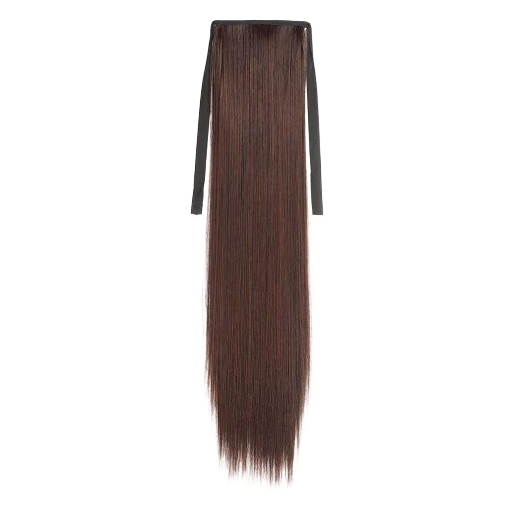 Peluca de cola de caballo doble de seda de alta temperatura para mujeres con cabello largo y liso, cabello artificial mate de alta temperatura, peluca de cabello esponjoso