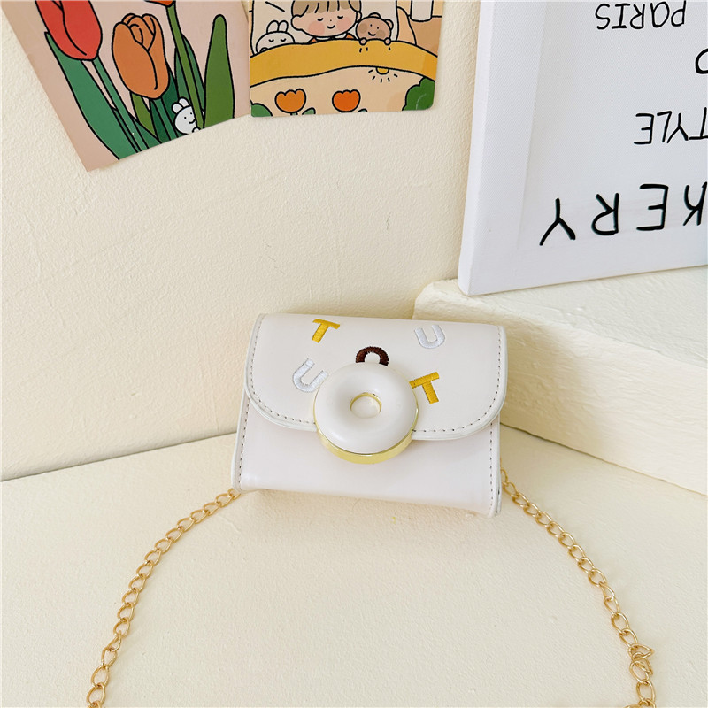 2025 otoño nuevo bolso de moda para niños color caramelo PU bolso de hombro para niñas bolso de cadena de hombro bolso de accesorios para bebés