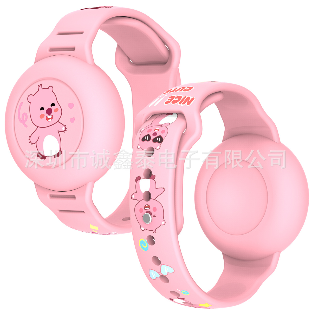 Funda protectora de silicona con estampado de dibujos animados para Apple Airtag, localizador con correa, dispositivo antipérdida, pulsera para niños