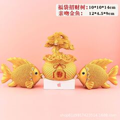 新商品の金儲けの木のアクセサリーの置物の客間の酒場のテレビの棚の金魚の置物のデスクトップの装飾は新居に引っ越して贈り物をします。