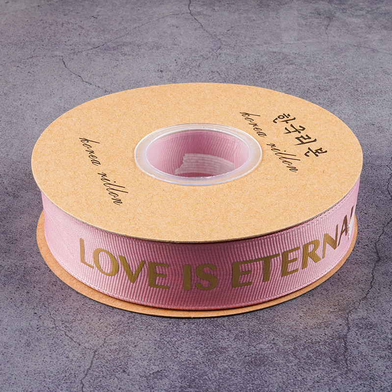 Cinta de flores con hilo de 2.5 mm, cinta para envolver flores, arte floral, cinta acanalada con lámina dorada, letras en inglés LOVE, para atar ramos
