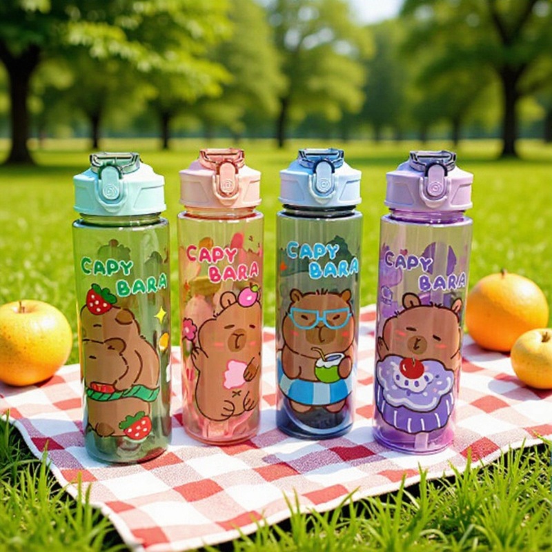 高颜值男女生透明塑料吸管杯pc便捷学生幼儿园卡通儿童随手杯跨境