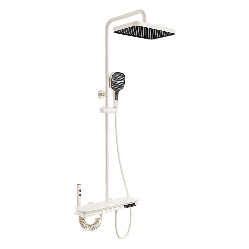 Uno-seis pistola funcional gris blanco cabeza de ducha traje de pulverización superior cascada salida de agua cintura spray pantalla digital faro cabeza de Ducha