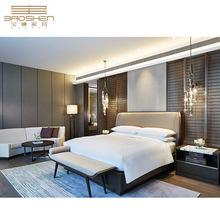 五星级酒店家具新中式床书桌酒店家具全套固装家具定 制源头工厂