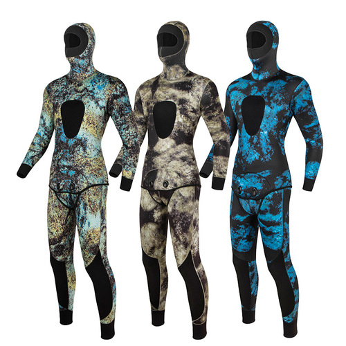3MM Camouflage Dive Suit Fishing and Hunting Wetsuit Surfing and Fishing Suit Separate Underwater Suit Jellyfish Suit Anti-Puncture Warm Winter Swimming Suit