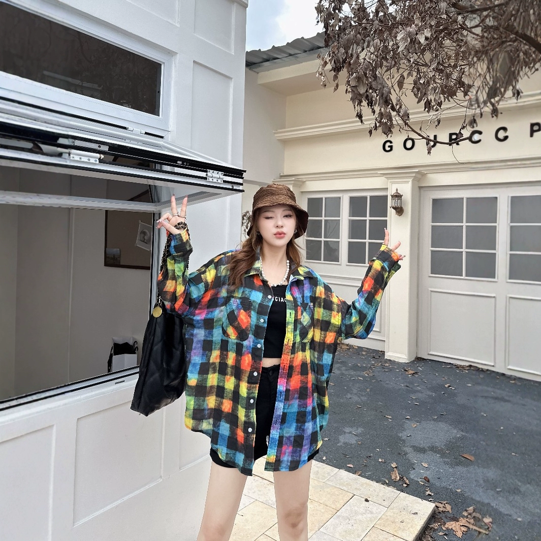 Shenzhen Nan Oil Prt клетчатая рубашка высокого класса повседневная женская одежда модная европейская фабрика женской одежды прямые продажи
