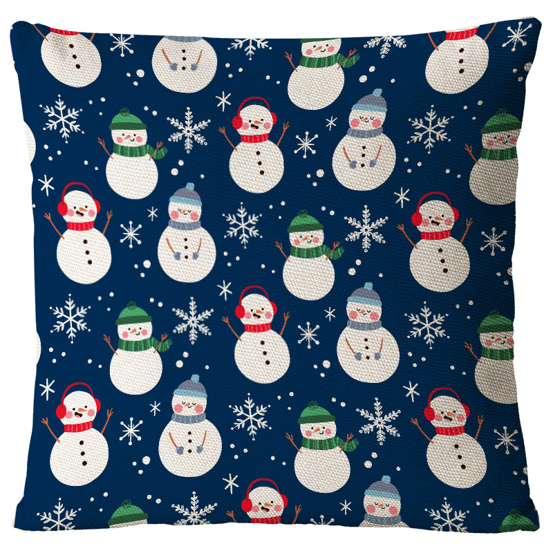 Glam Santa Claus Snowman Linen Pillow Cases display picture 1
