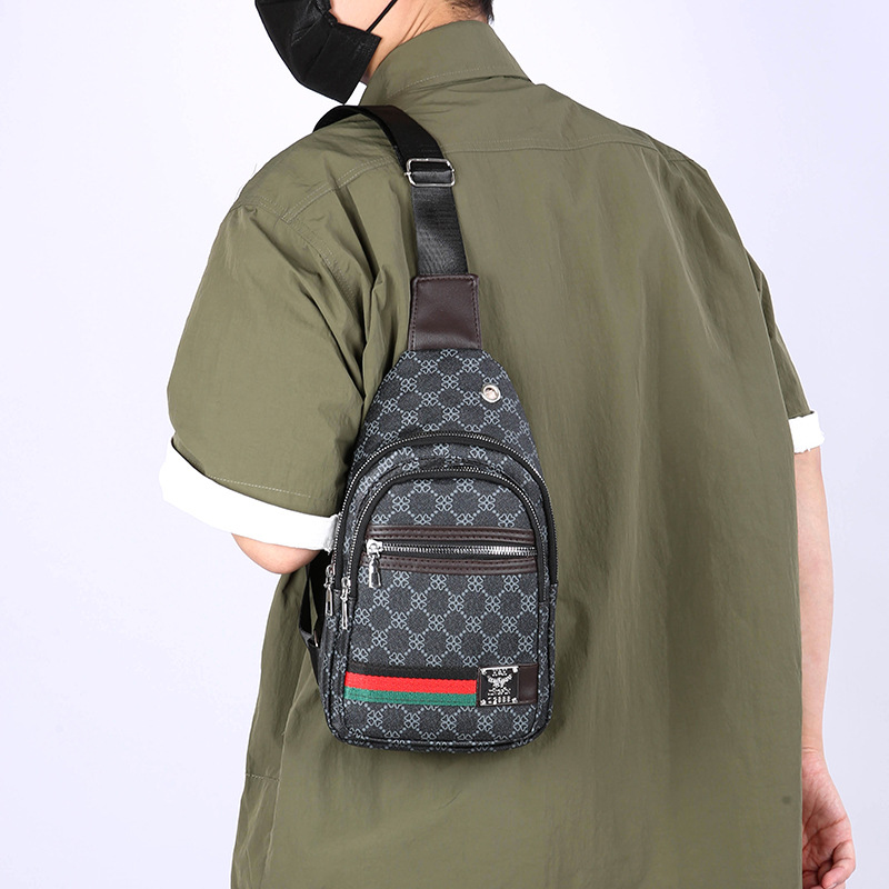 Hombres nueva personalidad impresa mochila de viaje de negocios moda mochila PU lujosa textura multicapa bolso de pecho