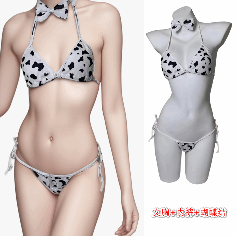 Fábrica de estilo de vaca traje de tres puntos sexy Lencería traje sexy tentación transfronteriza ropa caliente Fabricante