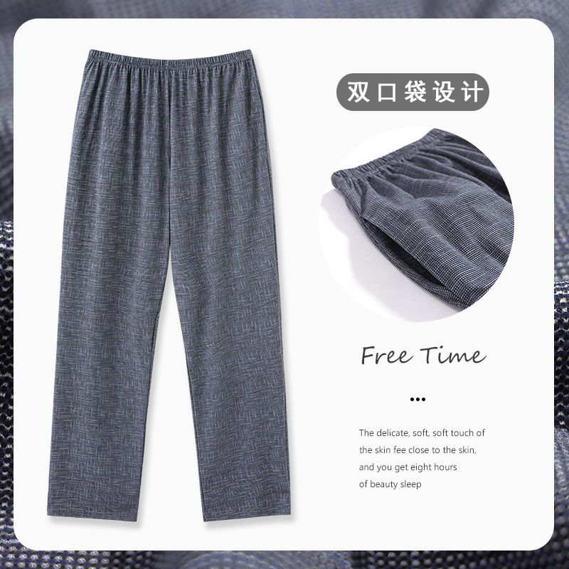 Pantalones de pijama para hombre que se pueden usar en el exterior, estilo otoño e invierno, pantalones largos de algodón, finos, holgados, talla grande, pantalones casuales para el hogar, ropa de dormir.