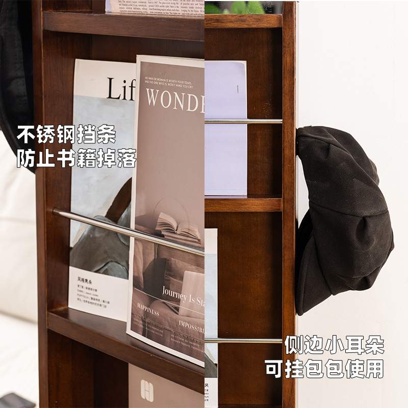 中古穿衣镜带置物架实木可移动全身镜家用杂志收纳储物落地试衣镜|undefined