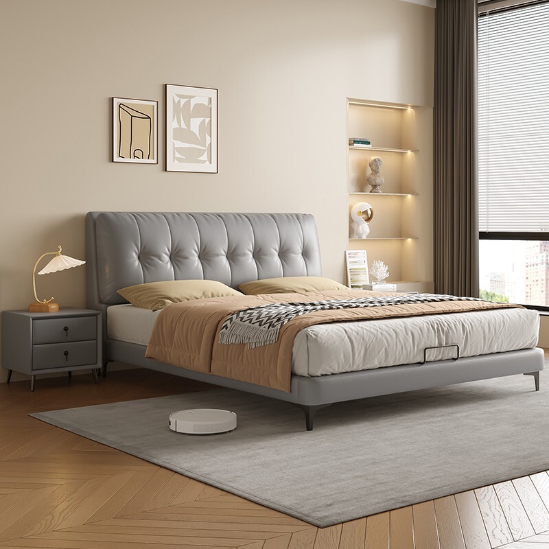 Modern Simple Storage Leather Bed Master Bedroom High-end Atmospheric High-box Double Wedding Bed Leather Cream Style Soft Bag Big Bed Modern Simple Storage Leather Bed Master Bedroom High-end Atmospheric High-box Double Wedding Bed Leather Cream Style Soft Bag Big Bed