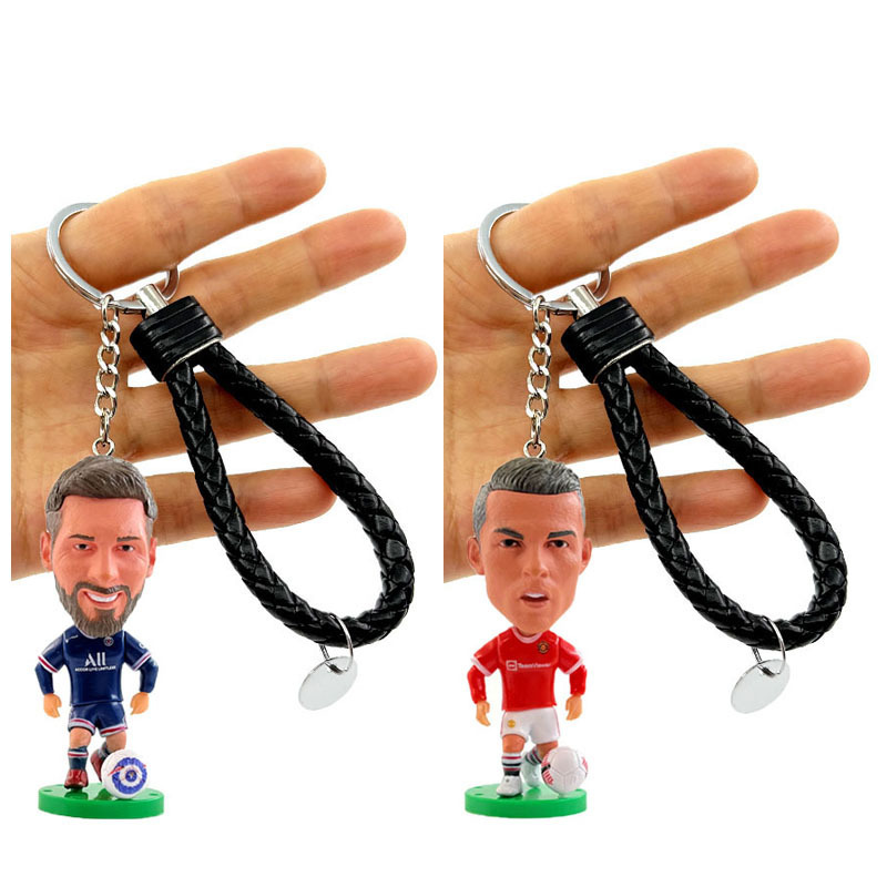 Messi Crow Football Figure Keychain Van Dijk Neymar Harland Doll Pendant Woven Rope Jewelry