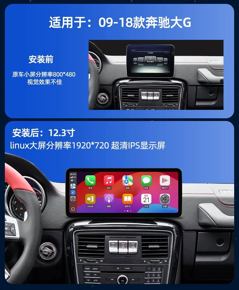 Mercedes-Benz C200/GLC300L/CLA/GLA/E260 original car Linux central control large screen navigation system modification