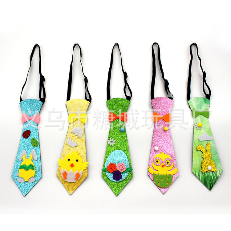 Pascua transfronteriza corbata de tela de cebolla dorada de dibujos animados conejo huevo de pollo corbata ajustable vestido de fiesta