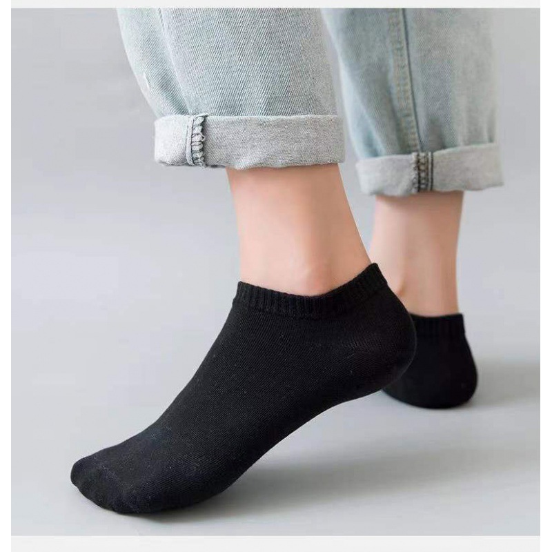 솔리드 컬러 보트 양말 블랙