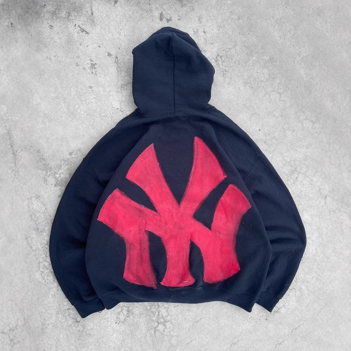 Akimbo American Retro High Street Letter Printed Hooded Sweatshirt for Men and Women Autumn and Winter Loose Casual Cardigan Jacket