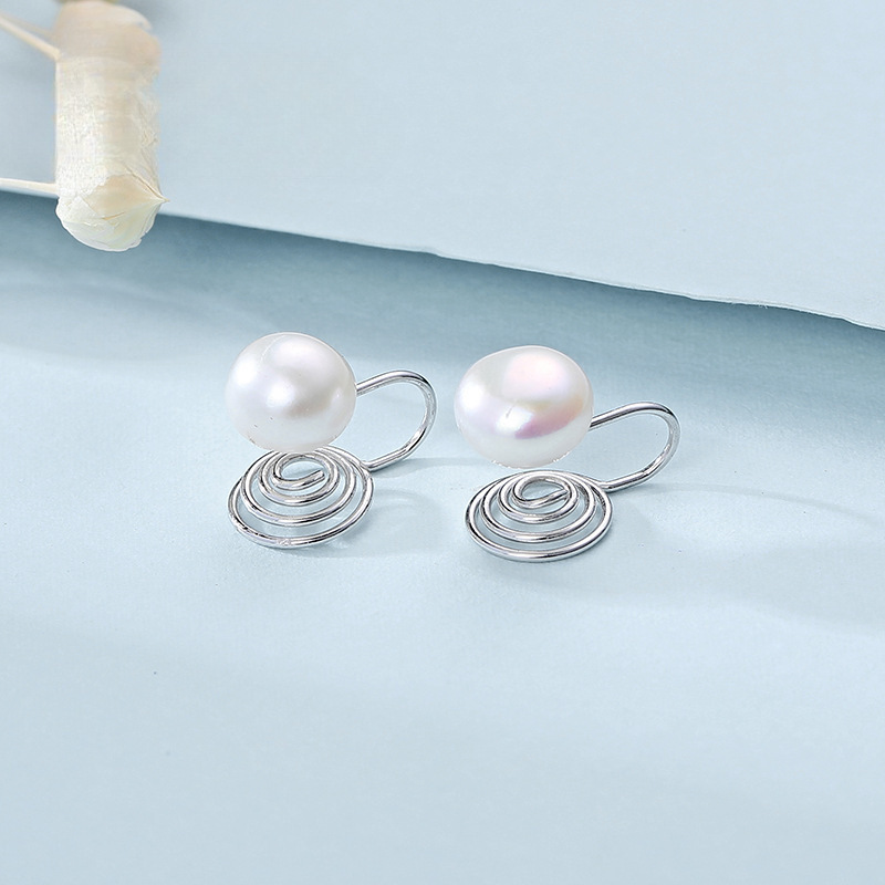 S pure silver mosquito coil without holes, clips, pearl earrings, female niche, light luxury, trendy ear accessories_voghion.com
