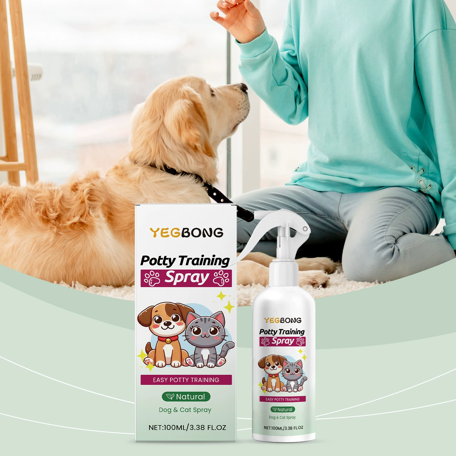 YEGBONG Спрей для приучения к туалету для домашних животных приучает кошек и собак к мочеиспусканию и дефекации Спрей для приучения к туалету для домашних животных