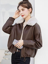 皮衣外套秋冬加绒加厚2025新款小个子时尚短款皮草可拆毛领外套女