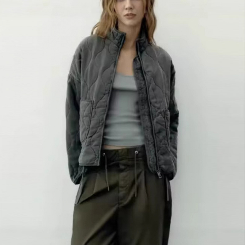 Cross-Border Supply Aliexpress Hot-Selling Women's Loose Casual Jacket, Women's Autumn and Winter Quilted Cotton Jacket
