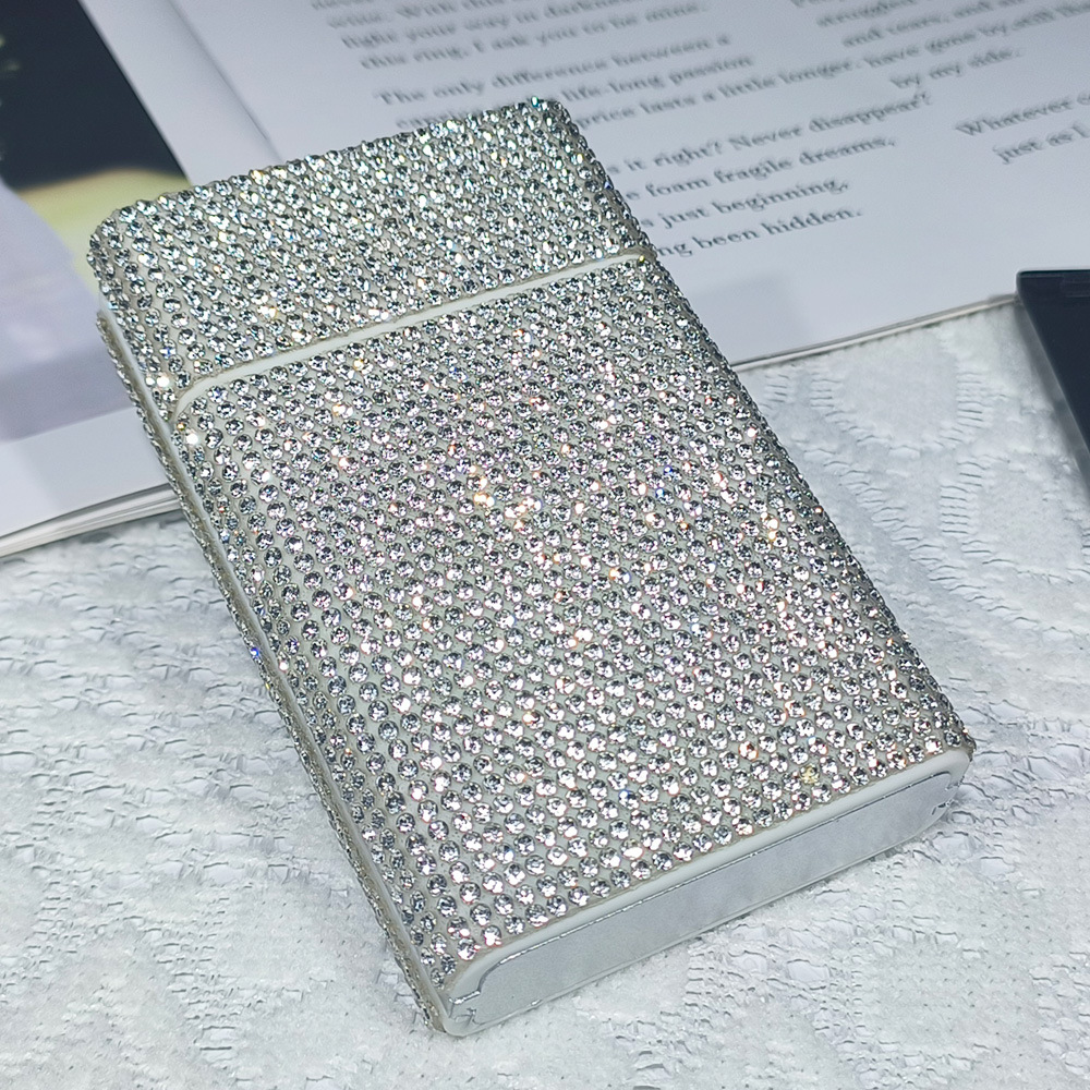 Caja de cigarrillos de diamantes para damas con botón de pulsación y pulsación personalizada caja de cigarrillos de diamantes flash image 7