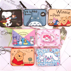 Creative Cute Cartoon Card Bag Card Case Meal Card Bus Card Coin Purse Two-in-One Zipper with Key Chain Storage Bag 