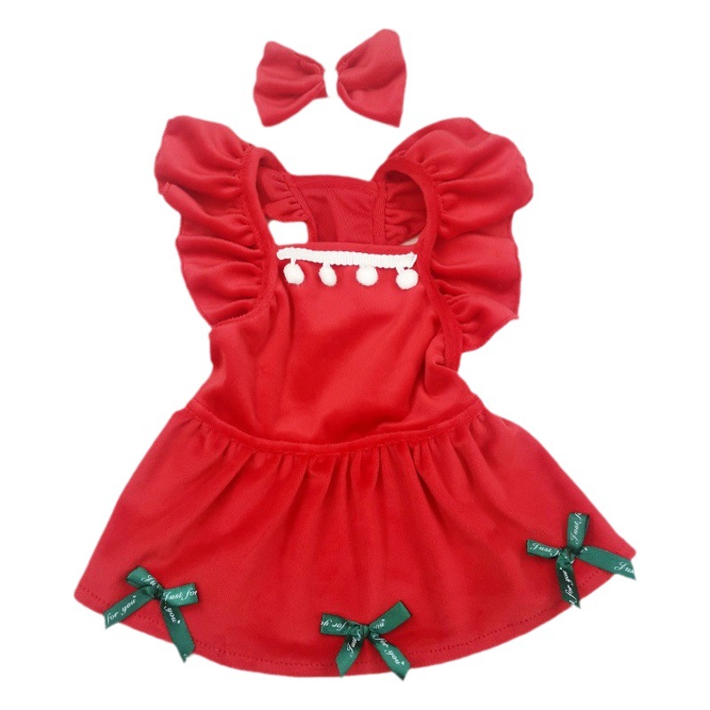 Falda de Navidad para mascotas transfronteriza, terciopelo de zorro plateado, modelos de otoño e invierno, ropa de perro, ropa de gato, pajarita, joyería, spot al por mayor