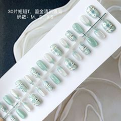 30片手工穿戴美甲鎏金清新雛菊通可愛款百搭流行ins可拆卸成品